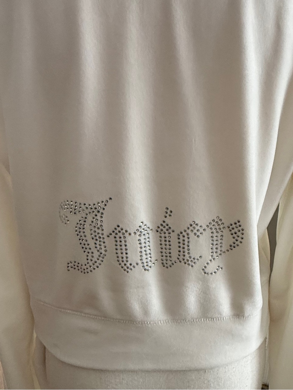 Juicy Couture Ivory Crystal Logo Velour Track Suit Size L